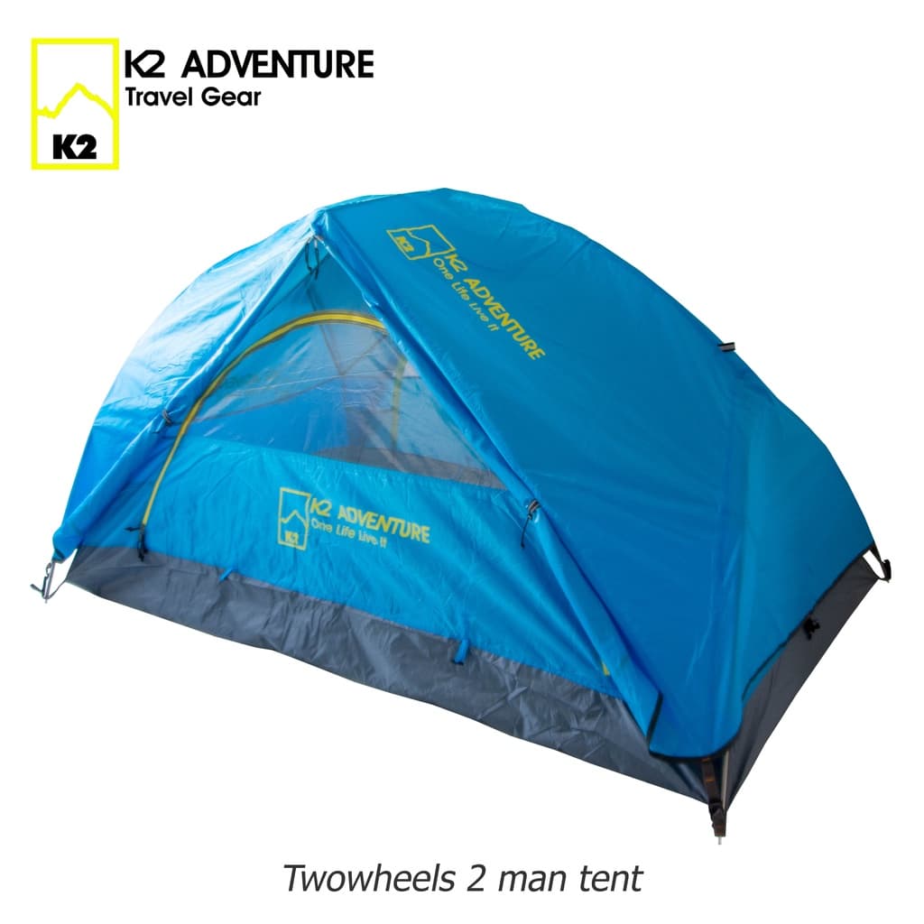 เต็นท์ K2 ADVENTURE รุ่น Twowheels สีฟ้า เต็นท์นอน 2 คน น้ำหนักเบา พับเก็บเล็ก กันฝนกันลม เสาอลู